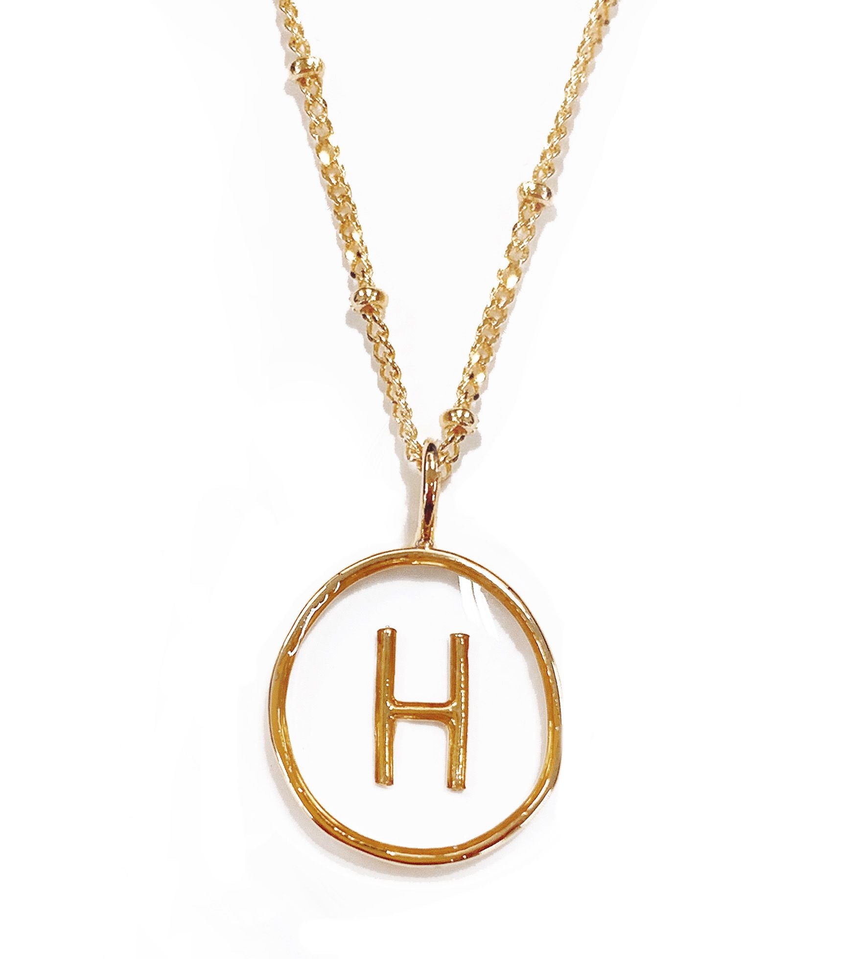 Collier lettre H doré cercle ajouré - 172831