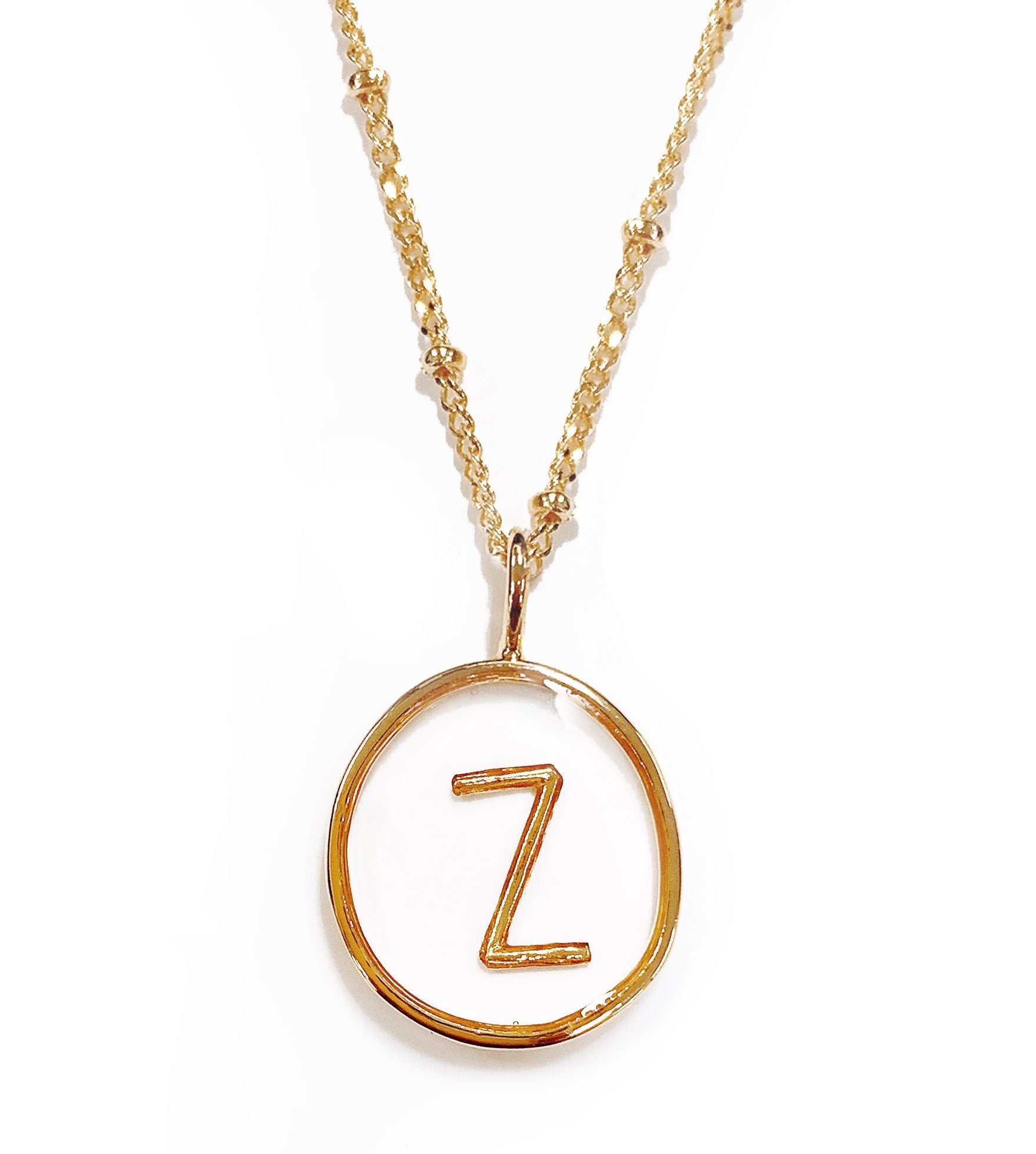 Collier lettre Z en acier doré transparent - 172849
