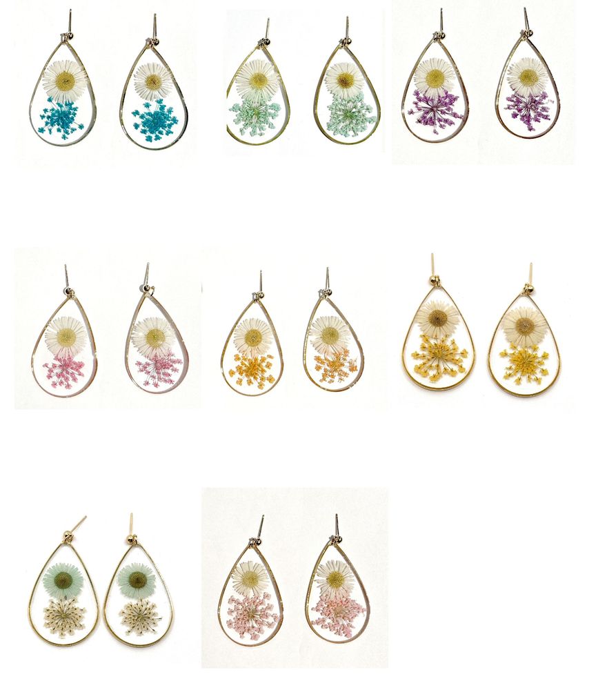 Boucles d’oreilles MARGARÉA – Fleur Dentelle Goutte Résine