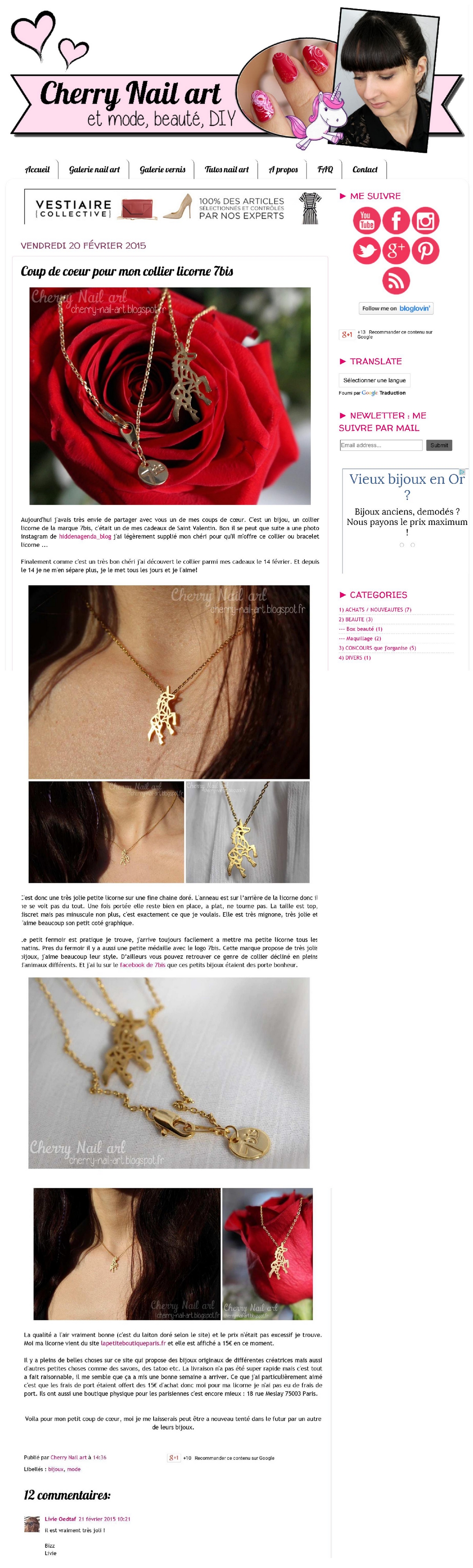 Cherry Nail art - le blog_ Coup de coeur pour mon collier licorne 7bis long