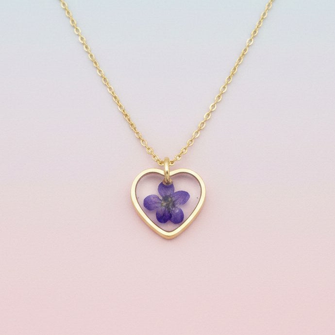 Collier Cœur Eternel Fleur Séchée