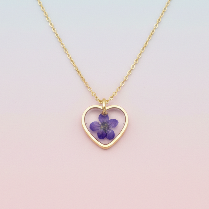 Collier Cœur Eternel Fleur Séchée