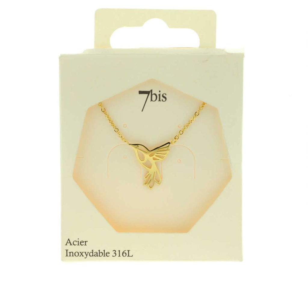 Collier Colibri Doré Épuré — vue 2