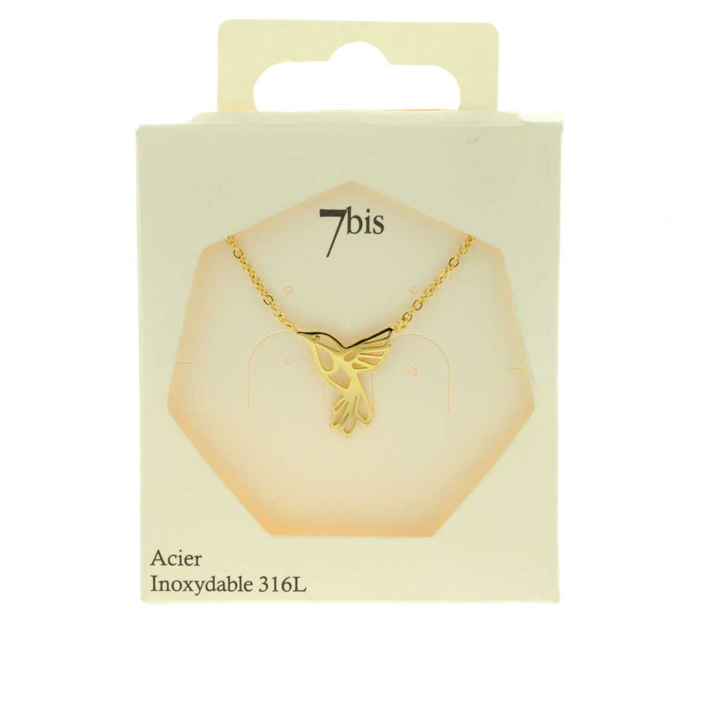 Collier Colibri Doré Épuré — vue 6