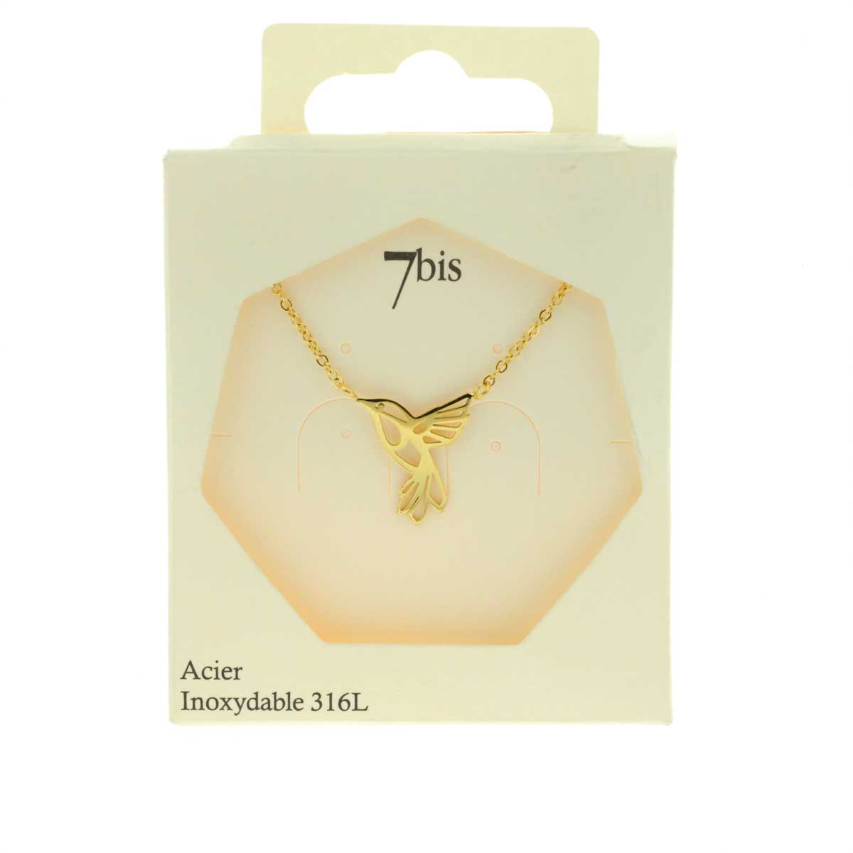 Collier Colibri Doré Épuré — vue 6