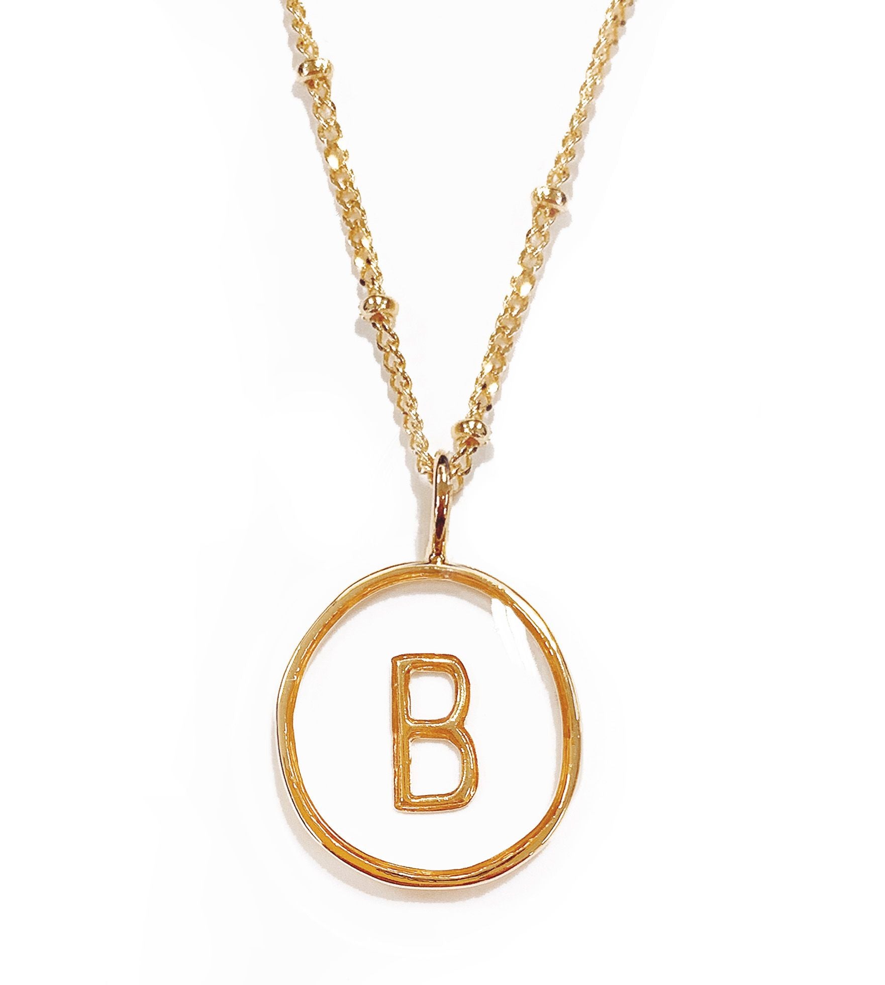 Collier lettre B doré avec pendentif transparent - 172825