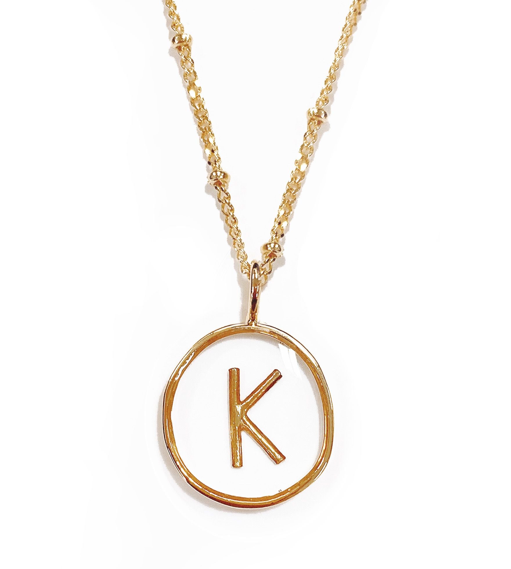 Collier initiale K doré en acier inoxydable - 172834