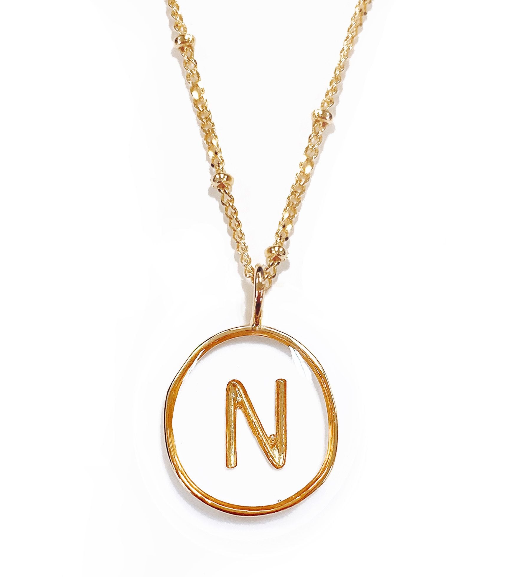 Collier lettre N en acier doré transparent - 172837