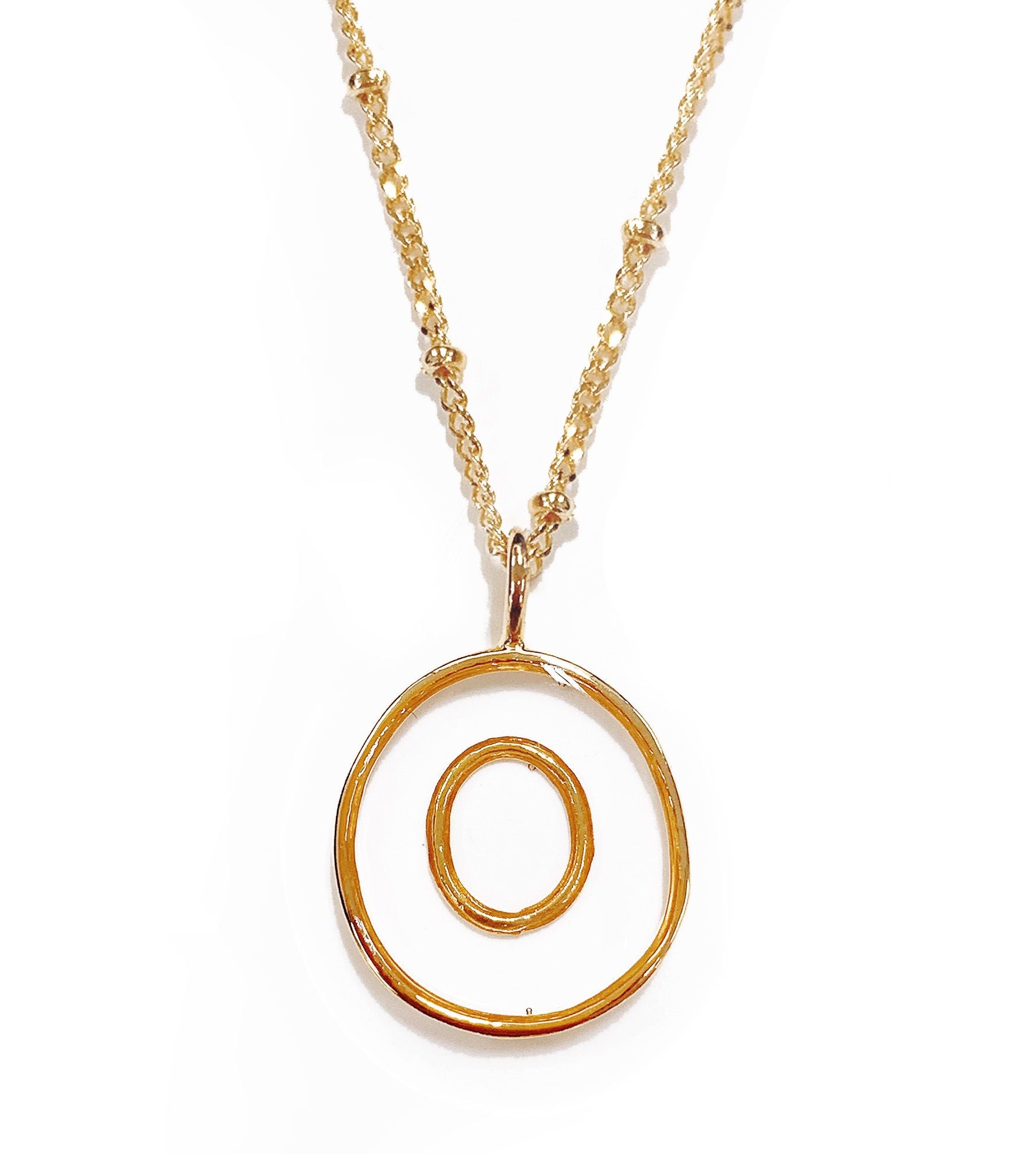 Collier acier doré pendentif lettre O transparent - 172838