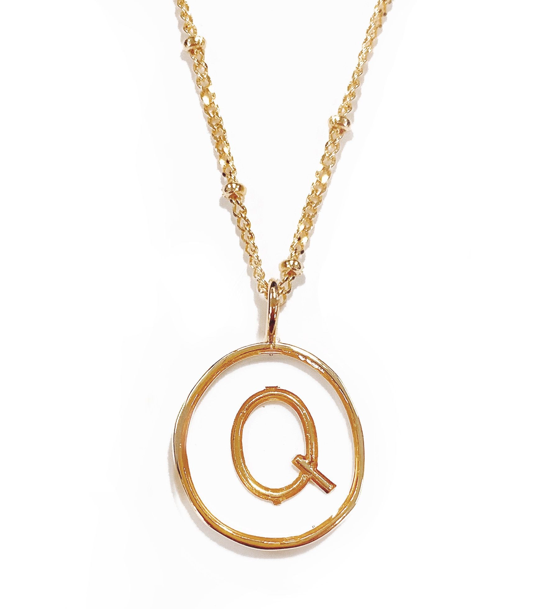 Collier acier doré pendentif lettre Q - 172840
