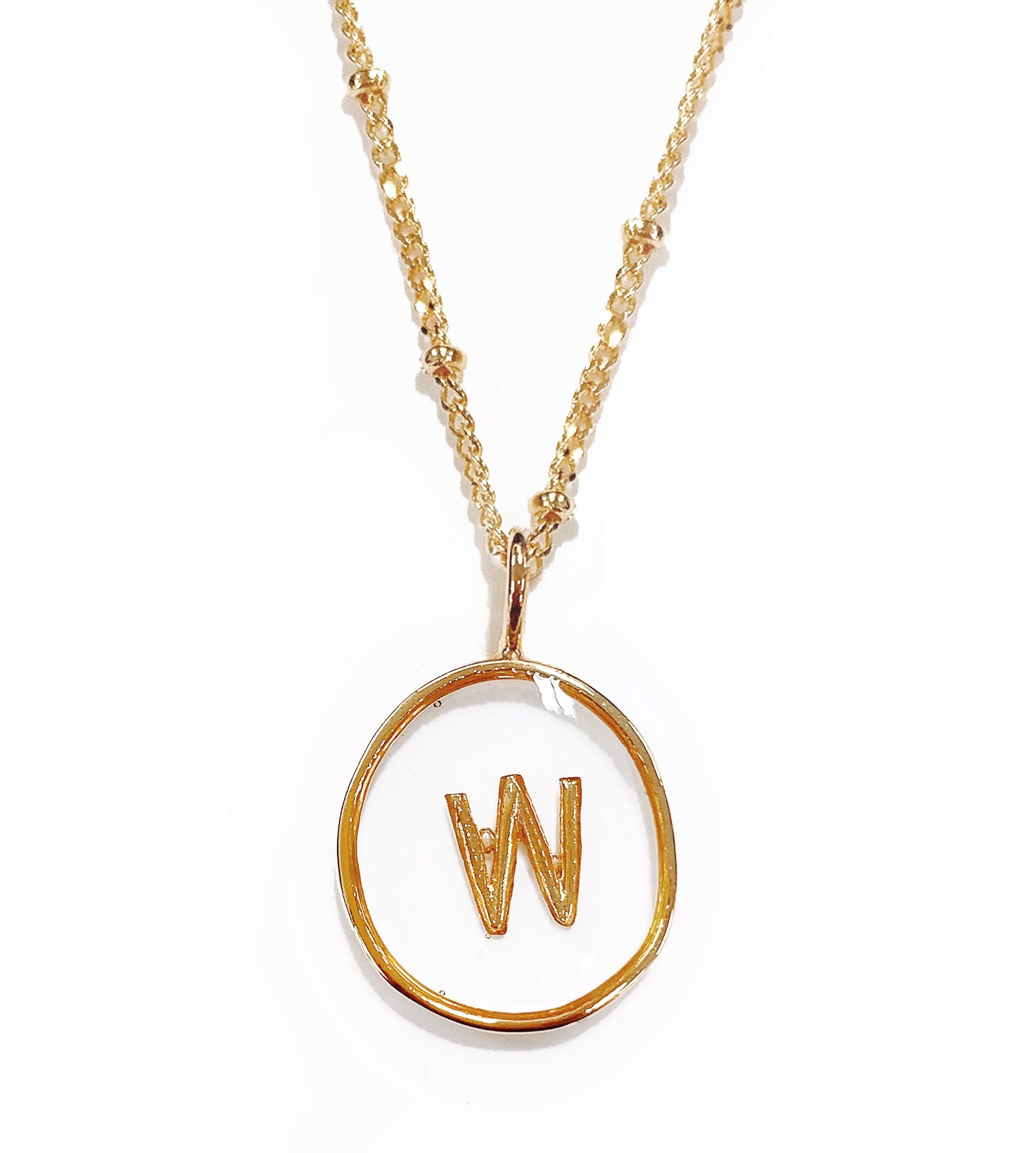 Collier lettre W doré avec pendentif transparent - 172846