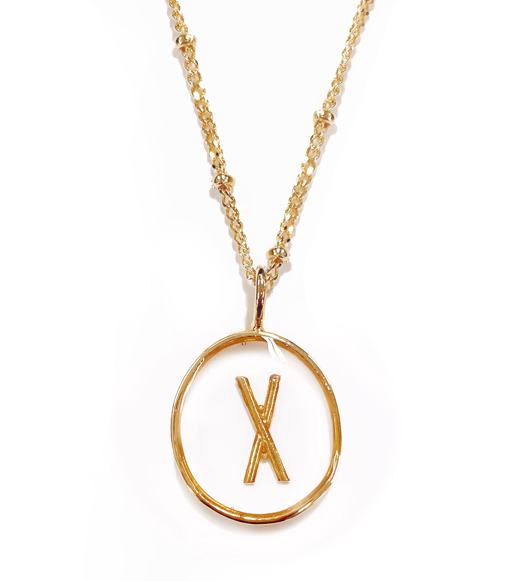 Collier doré pendentif transparent lettre X - 172847