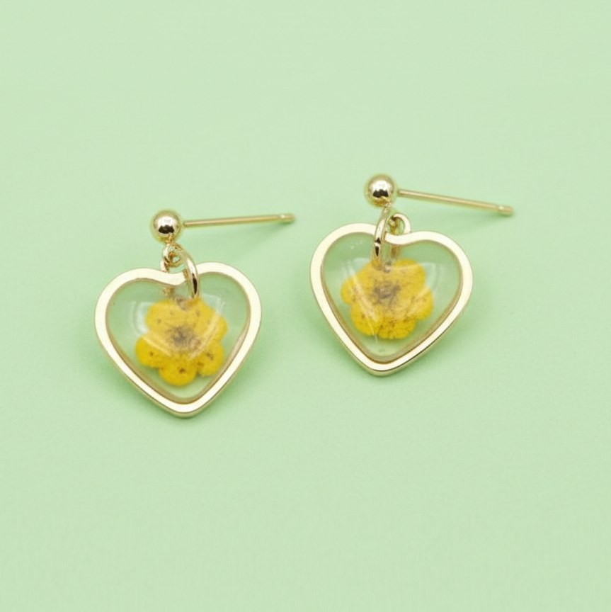 Boucles d'oreilles Cœur Eternel Fleur Séchée — vue 3