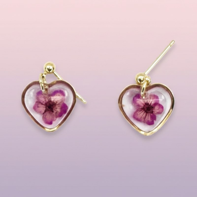 Boucles d'oreilles Cœur Eternel Fleur Séchée — vue 5