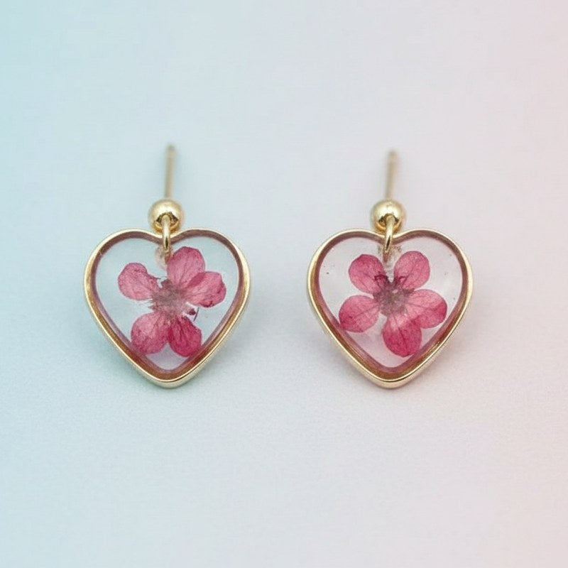 Boucles d'oreilles Cœur Eternel Fleur Séchée — vue 6