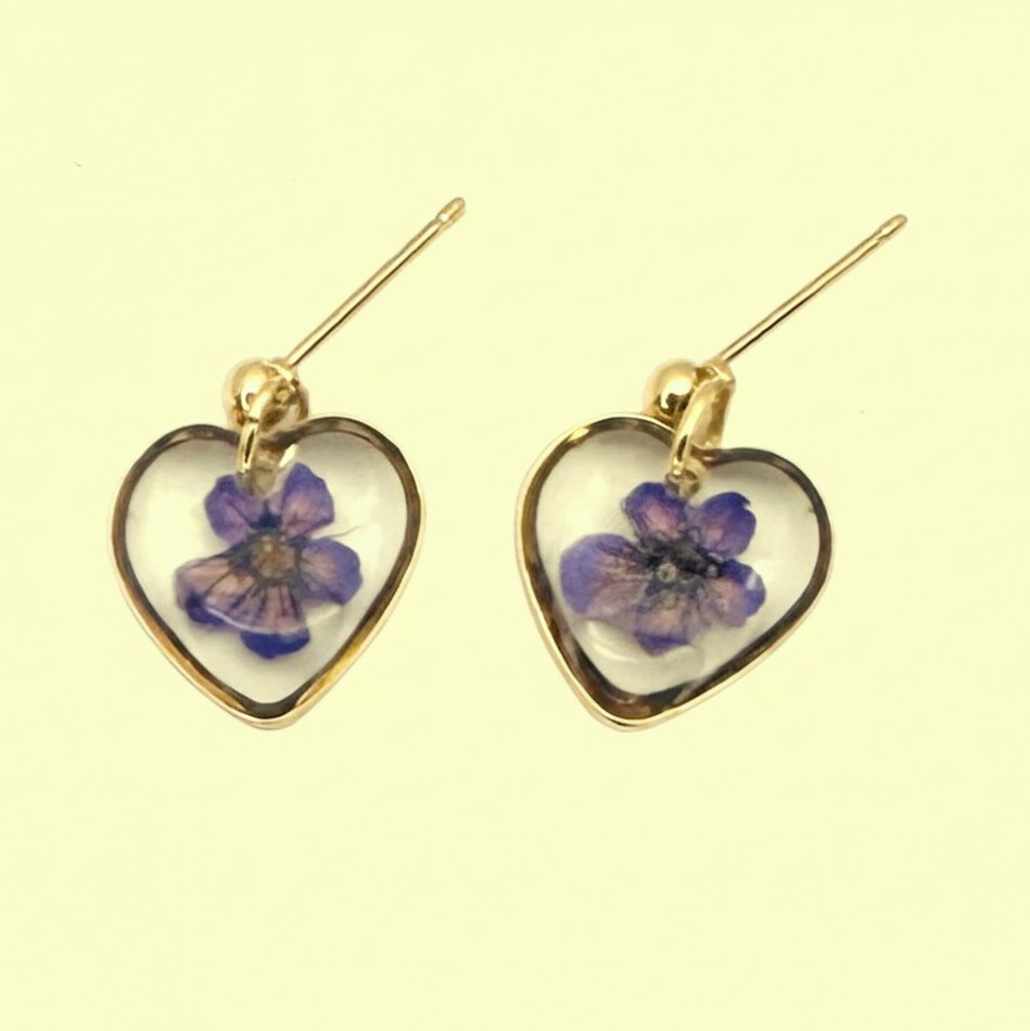 Boucles d'oreilles Cœur Eternel Fleur Séchée — vue 7