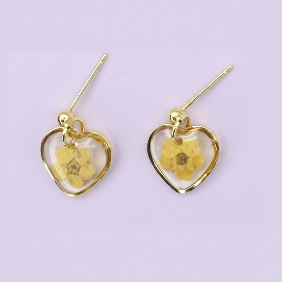 Boucles d'oreilles Cœur Eternel Fleur Séchée