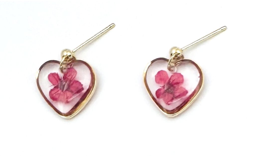 Boucles d'oreilles Cœur Eternel Fleur Séchée