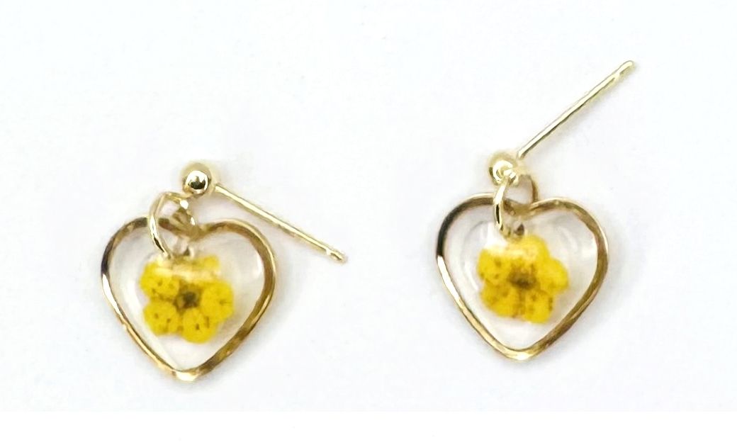 Boucles d'oreilles Cœur Eternel Fleur Séchée