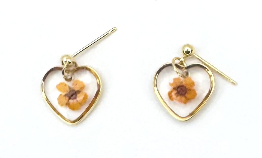 Boucles d'oreilles Cœur Eternel Fleur Séchée