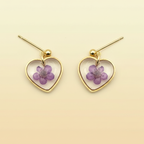 Boucles d'oreilles Cœur Eternel Fleur Séchée