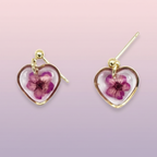 Boucles d'oreilles Cœur Eternel Fleur Séchée