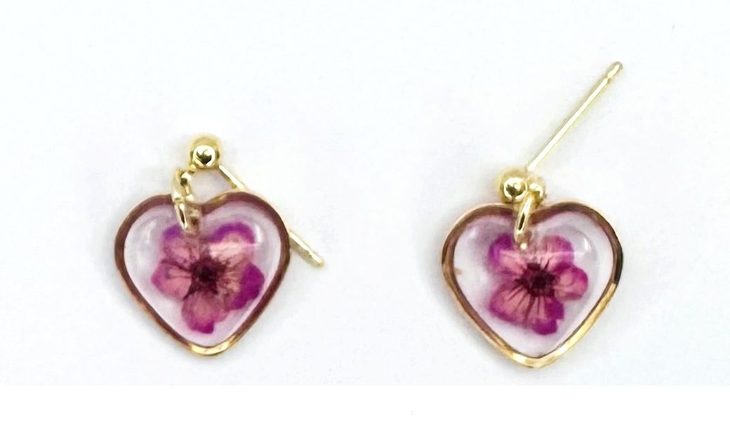 Boucles d'oreilles Cœur Eternel Fleur Séchée