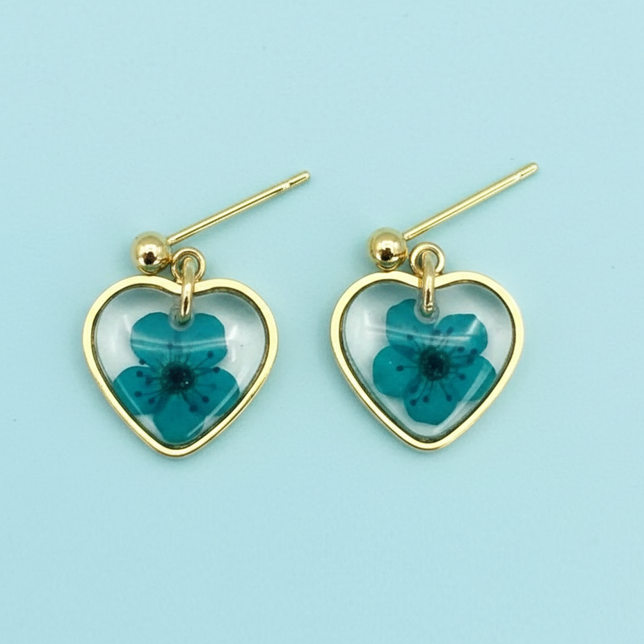 Boucles d'oreilles Cœur Eternel Fleur Séchée