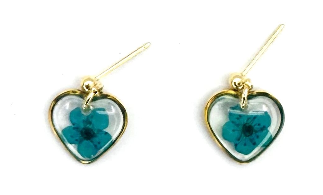 Boucles d'oreilles Cœur Eternel Fleur Séchée