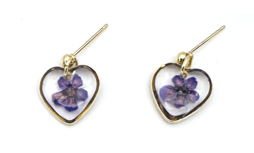 Boucles d'oreilles Cœur Eternel Fleur Séchée