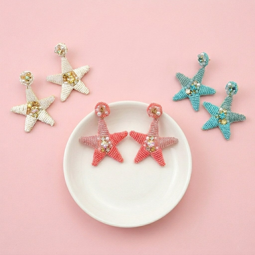 Boucles d’oreilles étoile en perles de rocaille