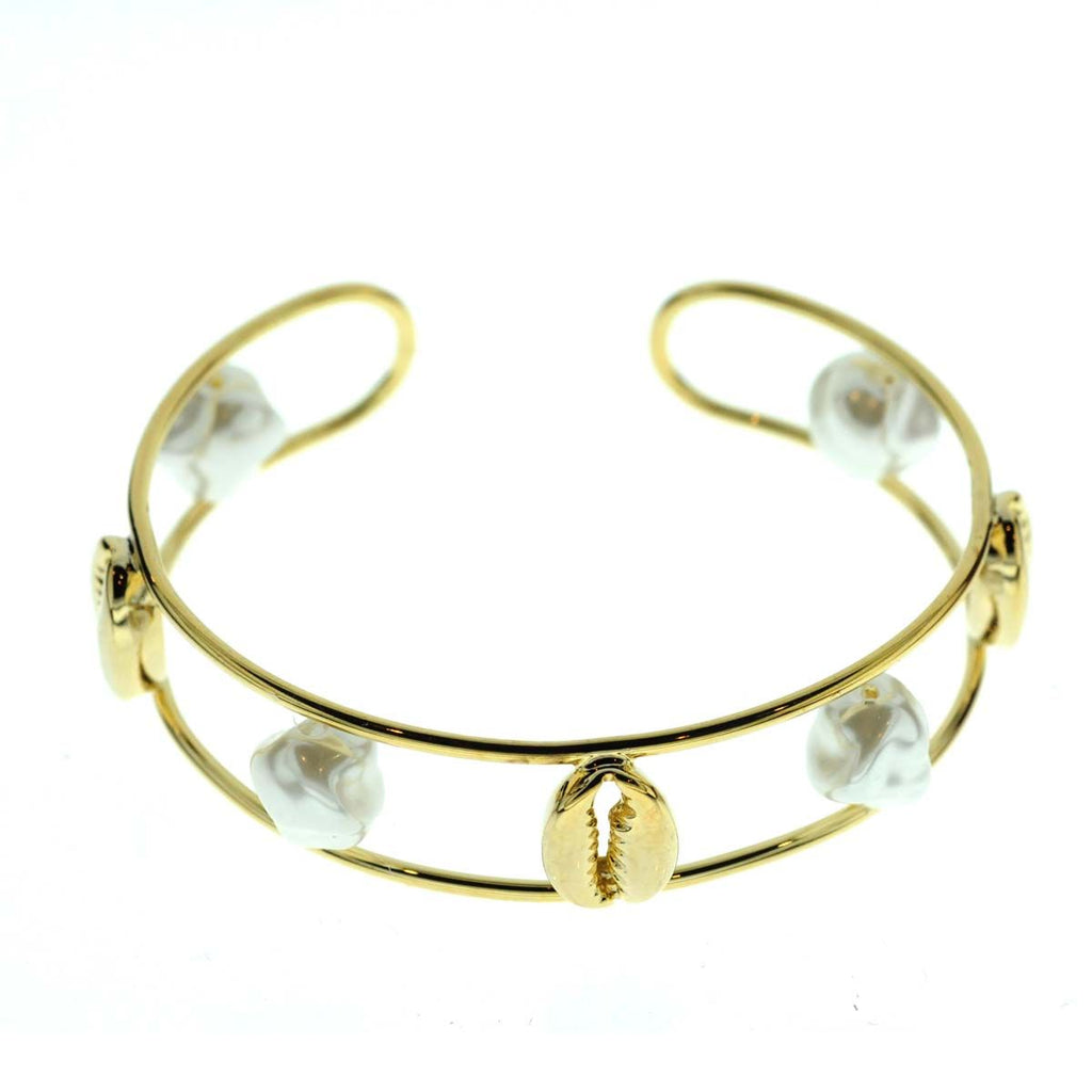 Jonc doré perles Cauris