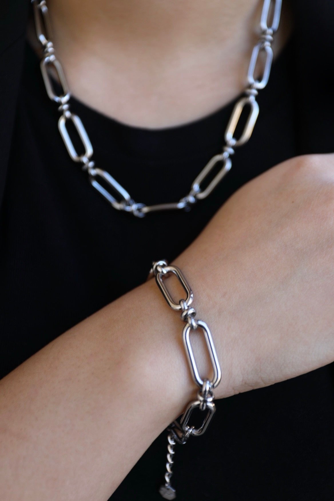 Bracelet acier grosse maille Linéa