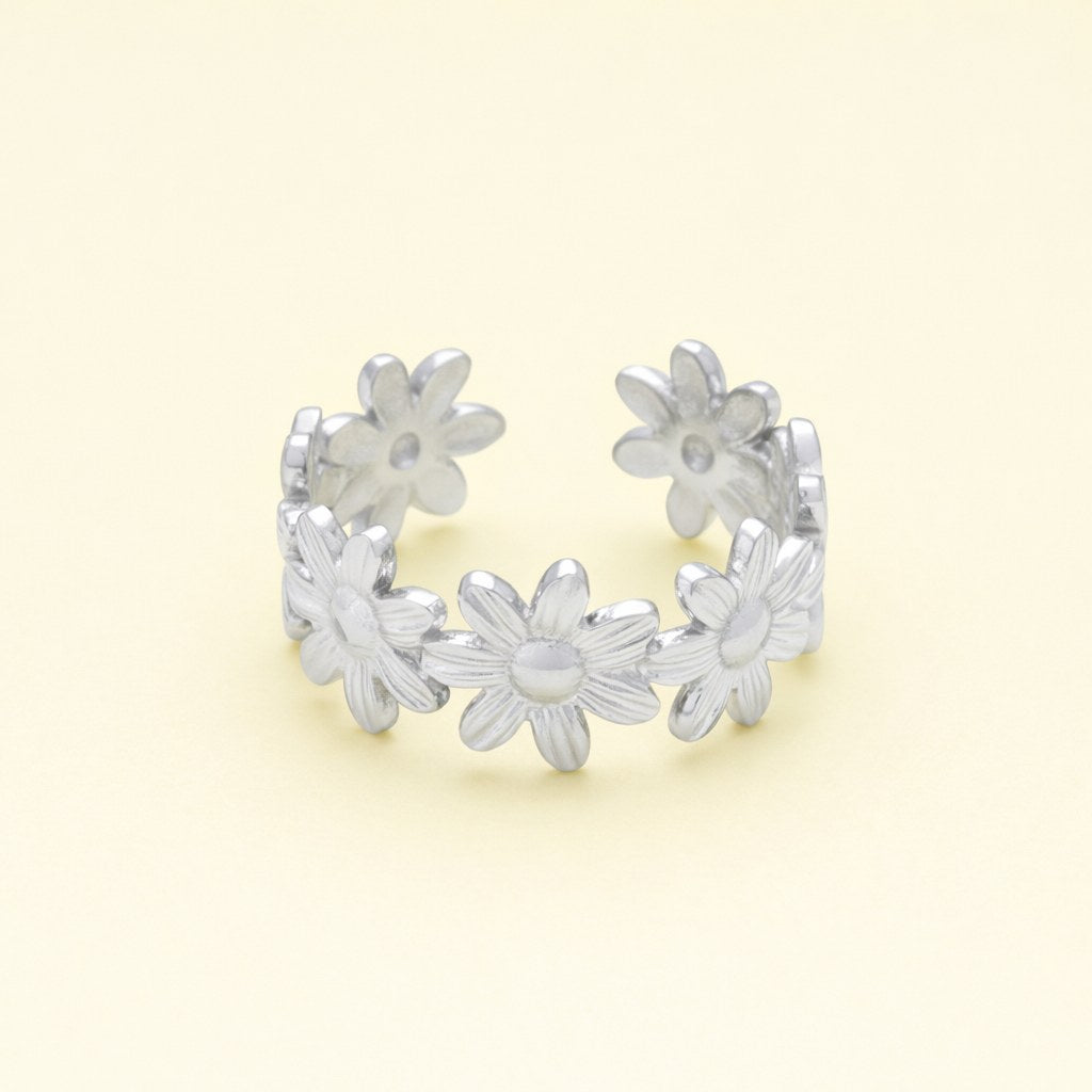 Bague acier Couronne de Fleurs — vue 2