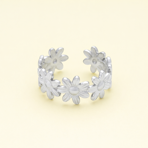 Bague acier Couronne de Fleurs