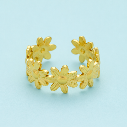Bague acier Couronne de Fleurs