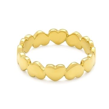 Bague acier doré frise de cœurs non ajustable - 872963