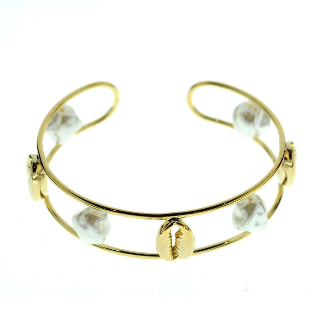 Jonc doré perles Cauris