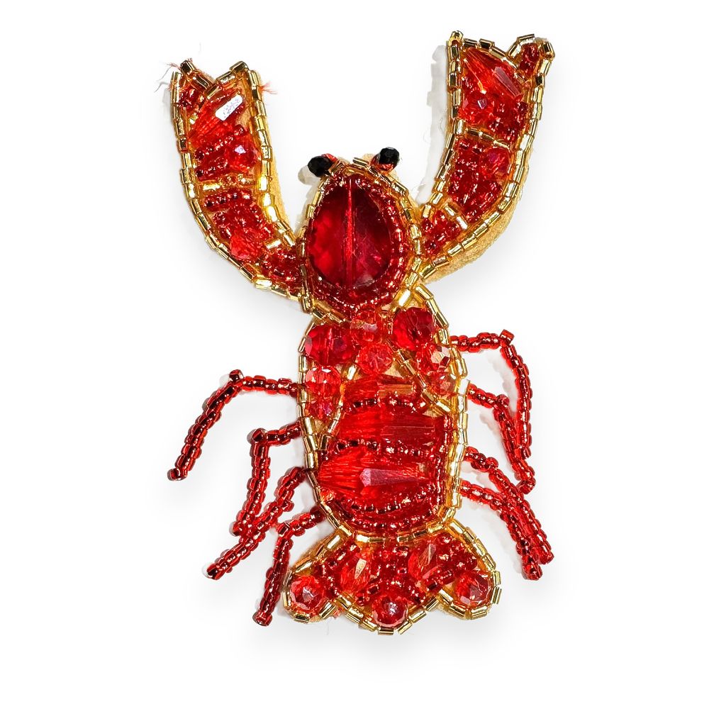 Broche Homard Sequin et Perle Dorée - 953584