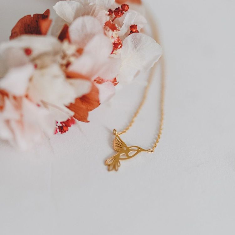 Collier Colibri Doré Épuré