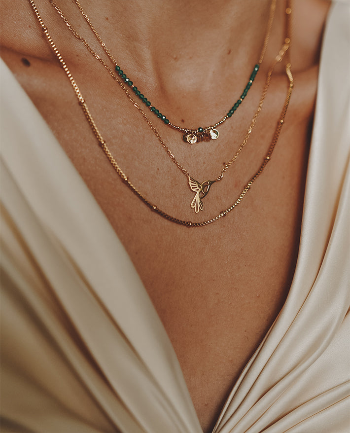 Collier Colibri Doré Épuré