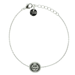 370555ARG Bracelet Médaille Argenté Message Mom Love You