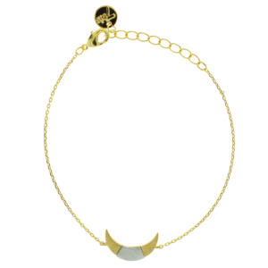 370761DOR Bracelet Croissant De Lune Doré Bicolore Géométrique