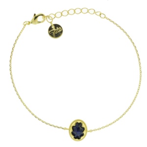 370061BLEDOR Bracelet Pierre Ovale Bleue Médaillon Lapis-lazuli