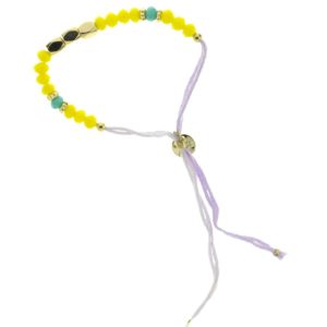 330011B Bracelet simple violet jaune perles ajustable collection autres 7bis