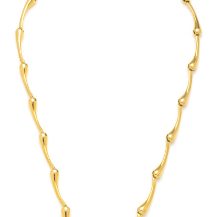 Collier acier maille en forme de goutte allongée, longueur ajustable 45 cm +5 cm de rallonge