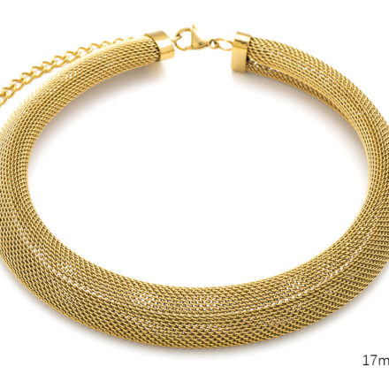 Collier acier plastron multi-chaînes très fines effet tissage, forme de croissant de lune, longueur ajustable 35 cm + 7cm de rallonge